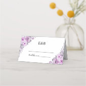 Elegant Violet Watercolor Flowers - Wedding Party プレイスカード (裏面)
