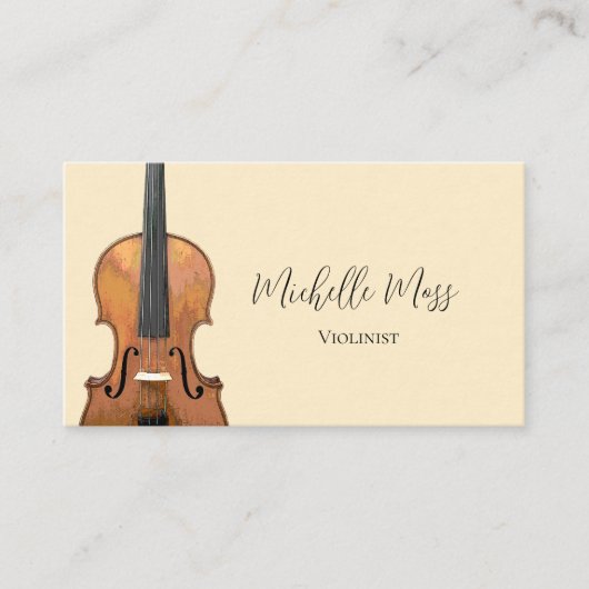 Elegant Violin Music Teacher Violinist Cream 名刺 (正面)