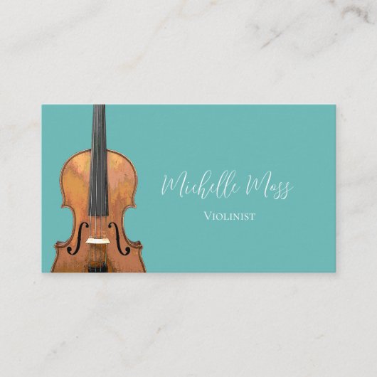 Elegant Violin Music Teacher Violinist Trendy Teal 名刺 (正面)