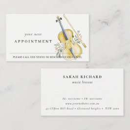 Elegant Violin Musician Music Teacher Appointment 名刺
