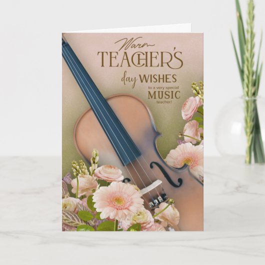 Elegant violin Teacher’s Day Floral カード (正面)