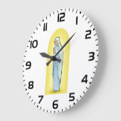 Elegant Virgin Mary Catholic Religious ラージ壁時計 (傾斜)