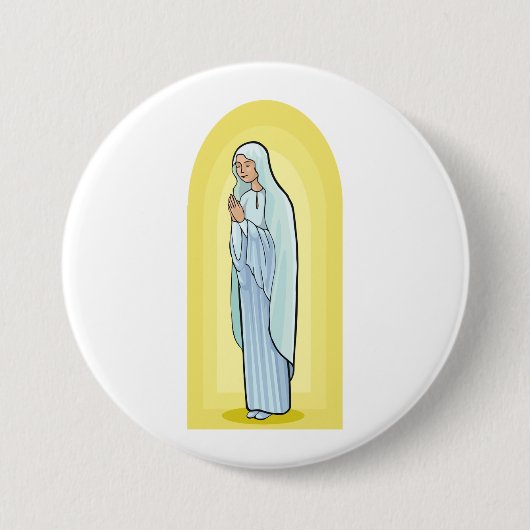 Elegant Virgin Mary Catholic Religious 缶バッジ (正面)