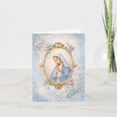 Elegant Virgin Mary Religious Catholic Floral  シーズンカード (正面)