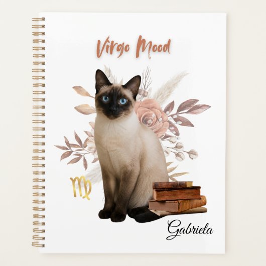 Elegant Virgo Zodiac Cat Planner Notebook プランナー手帳 (正面)