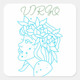 Elegant Virgo Zodiac Sign T-Shirt Astrology Gift  スクエアシール