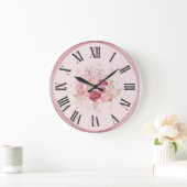 Elegant wall clock with bright floral design ラージ壁時計 (ホーム)