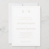 Elegant Warm Beige Monogram Wedding  招待状 (正面)