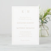 Elegant Warm Beige Monogram Wedding  招待状 (スタンド正面)