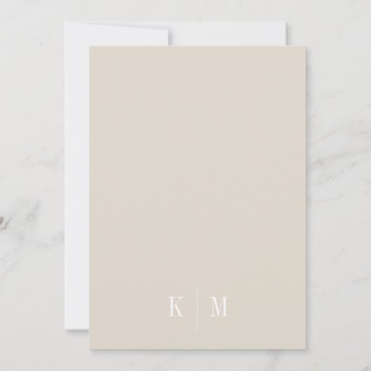 Elegant Warm Beige Monogram Wedding 招待状 (裏面)
