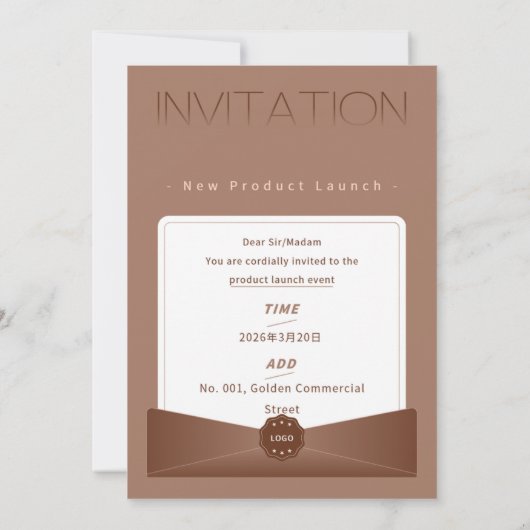 Elegant Warm Brown New Product Launch Invitation – 招待状 (裏面)