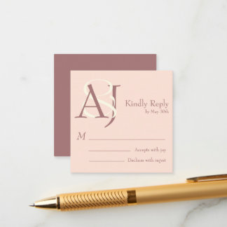 Elegant Warm Pinkish Earth Tones Wedding Return エンクロージャーカード