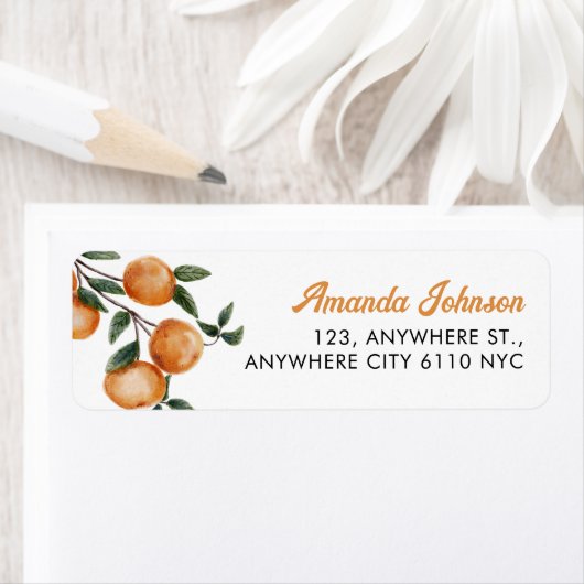 Elegant Watecolor Citrus Orange ラベル (インサイチュ)
