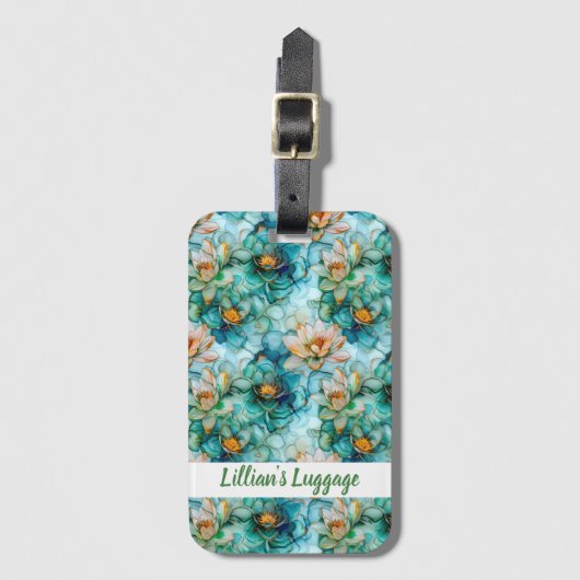 Elegant Water Lily Pattern ラゲッジタグ (正面縦)