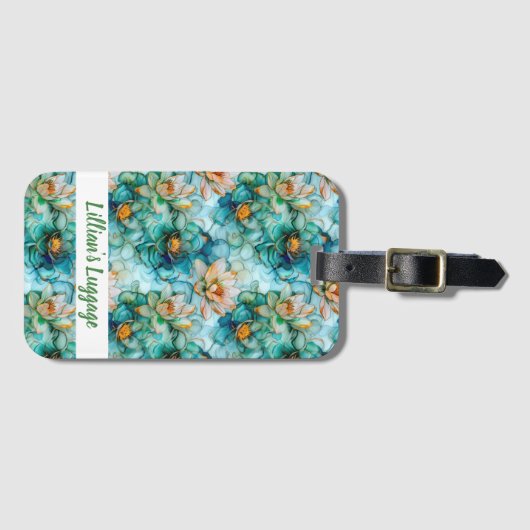 Elegant Water Lily Pattern ラゲッジタグ (正面横)