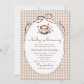 Elegant Watercolor a baby is brewing coffee brawn  招待状 (正面)