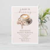 Elegant Watercolor a baby is brewing coffee brawn 招待状 (スタンド正面)