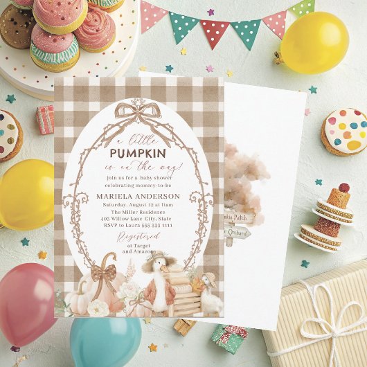 Elegant Watercolor A  little pumpkin is Invitation 招待状