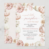 Elegant  Watercolor a sweet little pumpkin Baby Sh 招待状 (正面/裏面)