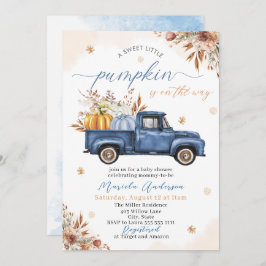 Elegant Watercolor a sweet little pumpkin Baby Sho 招待状