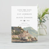 Elegant Watercolor Amalfi Italian Wedding セーブザデート (スタンド正面)