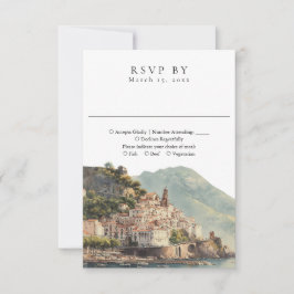 Elegant Watercolor Amalfi  Italian Wedding 出欠カード