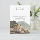 Elegant Watercolor Amalfi Italian Wedding 出欠カード (スタンド正面)