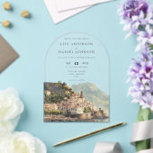 Elegant Watercolor Amalfi Italian Wedding Arch アクリル招待状 (インサイチュ (ウェディング))