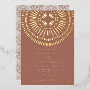 Elegant Watercolor Art Deco Tropical Wedding Foil 箔招待状