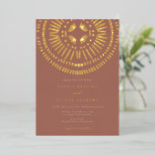 Elegant Watercolor Art Deco Tropical Wedding Foil 箔招待状 (立ち正面)