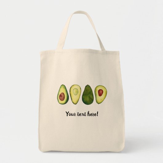 Elegant Watercolor Avocado  トートバッグ (正面)