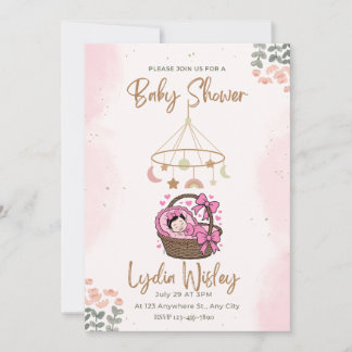 Elegant Watercolor Baby Shower Invitation wit 招待状