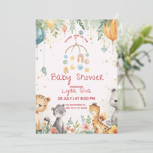 Elegant Watercolor Baby Shower Invitation wit 招待状 (スタンド正面)