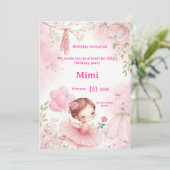 Elegant Watercolor Ballerina Birthday In 招待状 (スタンド正面)