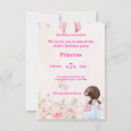  Elegant Watercolor Ballerina Birthday Invitation  招待状