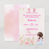  Elegant Watercolor Ballerina Birthday Invitation  招待状 (正面/裏面)