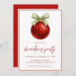 Elegant Watercolor Bauble & Bow Friendsmas Party 招待状