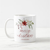 Elegant Watercolor Berries Photo Merry Christmas コーヒーマグカップ (左)