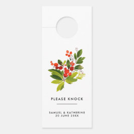 Elegant Watercolor Berries Please Knock ドアノブサイン