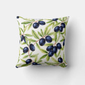Elegant Watercolor Black Olives Seamless Pattern  クッション (裏面)