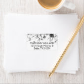 Elegant Watercolor Black White Floral Address ラベル (インサイチュ)