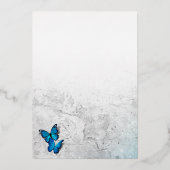 Elegant Watercolor Blue Butterfly Wedding Real 箔招待状 (裏面)