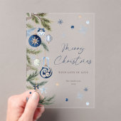 Elegant Watercolor Blue Christmas Ornament アクリル招待状 (インサイチュ (ポータブル))