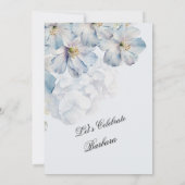 Elegant Watercolor Blue Floral 100th Birthday  招待状 (裏面)