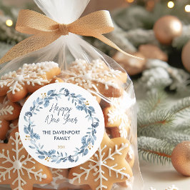 Elegant Watercolor Blue Greenery ラウンドシール