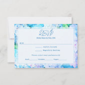 Elegant Watercolor Blue Hydrangea 出欠カード (正面)