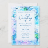 Elegant Watercolor Blue Hydrangea Wedding  招待状 (正面)