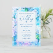 Elegant Watercolor Blue Hydrangea Wedding  招待状 (スタンド正面)