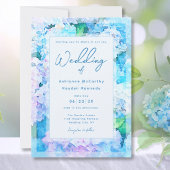 Elegant Watercolor Blue Hydrangea Wedding  招待状