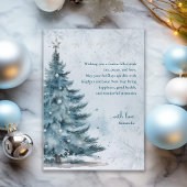 Elegant Watercolor Blue Tree Snowflake Christmas シーズンカード